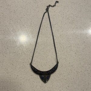 Elegant Blue and Brass Necklace